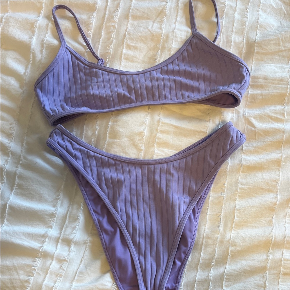 PacSun Purple Ribbed Bikini Set